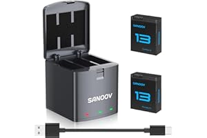 SANOOV Hero 13 Akku Ladegerät Kit 2X 2100mAh Batterie Und Type C 3-Kanal Ladegerät für Hero 13 Black (Voll kompatibel Mit Original)