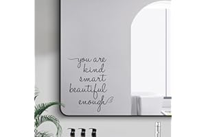 JINGIHE Positive Affirmation Mirror Decals You are Kind Smart Beautiful Enough, Bathroom Wall Stickers, Vinyl Peel Stickers for Girls Bedroom, Living Room, Car Glass Window, Yoga Studio (Black)