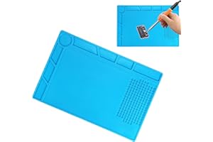 KARELLS Soldering Mat, Antistatic Repair Mat, Soldering and Repair Mat Silicone, Workbench Mat for Soldering, Cell Phone and Electronics Silicone Mat with Heat Insulation (Blue)