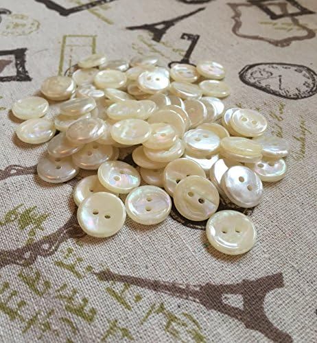 10 Cream Pearl effect 2-hole Buttons 15mm Shirt Blouse Arts &amp; Crafts (R.40)