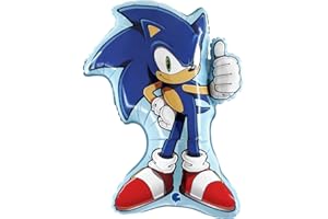 Grabo palloncino sonic con personaggio intero. palloncino per feste per bambini a forma di sonic, in foil con cannuccia per gonfiarlo. palloncini colorati made in italy 49x64 cm