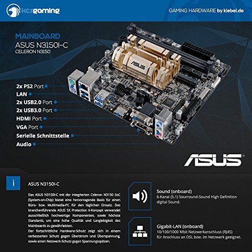 Kiebel Mini PC [182106] Intel Celeron N3150 4×2.08 GHz Turbo | 8GB | 2TB | Intel HD Grafik | ASUS | DVD | Sound | LAN | Stromspar Computer - 4