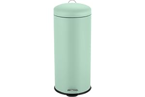 Ribelli 30L Mülleimer aus Edelstahl, Treteimer mit Inneneimer, Soft Closing Mülltrennung Abfalleimer Müllbehälter Papierkorb Mülltonne, Rund (Mint)