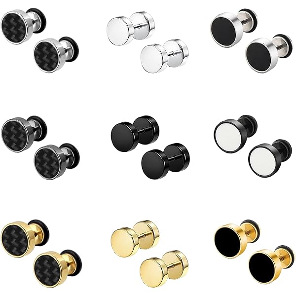 Flongo Oorbellen legering roestvrij staal 3-14mm ronde oorstekers