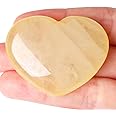 XIANNVXI 45mm Citrine Crystal Heart Stone Citrine Crystal Gemstone 1.8" Polished Love Puff Palm Massage Stone Reiki Crystal