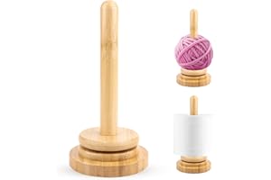 BOHRMA Porte-pelote de laine portable en bois - Dérouleur de laine - Support rotatif pour pelotes de laine - Support de boule de laine en bois fait à la main - Rangement vertical rotatif