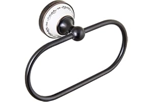 ‎PAULGURKES PaulGurkes schwarzer Nostalgie Retro Handtuchring Handtuchhalterung mit Bordüre schwarz Bad Accessoires Landhausstil Badaccessoires Set schwarzer Handtuchhalter Wandmontage Vintage Antik Rankenmuster