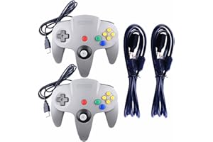 NewHail 2Pack Classic N64 USB Controller, Retro N64 Bit Gamepad USB PC Controller Joystick für Windows PC Mac Linux Retro Pi (Grau)