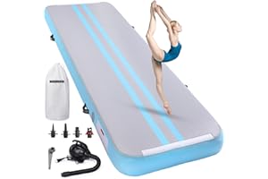 ‎ROMELANDS ROMELANDS Turnmatte Aufblasbar, 3M/4M/5M Trainingsmatte mit Luftpumpe, 10 cm hoch Gymnastikmatte für Yoga, Taumel, Turnen, Ausbildung