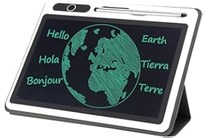 YUNIR Bloc de Notas electrónico de 9 Pulgadas, Tableta LCD, Herramienta de Pintura Manual, Calidad Garantizada, tecnología de laminación de Alta(Black (with Leather Case))