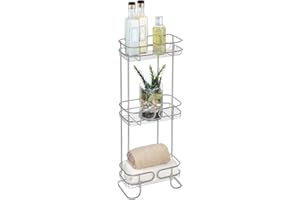 iDesign Neo Duschregal, freistehende Ablage aus Metall mit drei Etagen für Shampoo und Duschgel, silberfarben