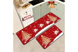KULSUM Christmas Kitchen Bathroom Mats Set, Merry Christmas Kitchen Rugs Set of 2, Washable Home Door Mats Christmas Decor, Merry Christmas Indoor Floor Mats for Christmas Home Kitchen Bathroom (#A)