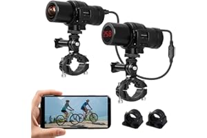 VSYSTO Bike Dash Cam, HD 2K Cycling Camera, 170° Wide Angle WiFi Waterproof Helmet Camera, Bike DVR Video Recorder with Power Supply, Night Vision, Brackets