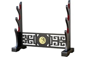 FOXSMZZ Sword Holder Japanese Velvet Padded Katana Stand Samurai Display Rack Support All Tanto Swords (Tai Chi-3)