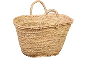 Cesteria Aparici - Capazo de palma natural con asas de pita. Capazo para compra, comprobar las medidas, cesta para customizar 5000-6 (38x20x22)