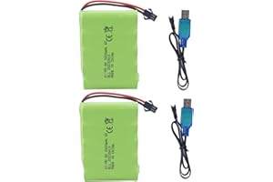BLLRC 2PCS 6.0V 2800mAh AA Batería de Carga con Enchufe SM - 2P con Cable de Carga USB para TB141 TB142 DE37 RC Excavadora de Juguetes de Control Remoto camión de Ingeniería