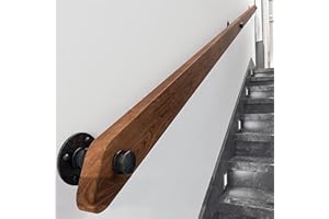 DSVONAUS Corrimano per Scale Interne, Ringhiera antiscivolo per scale con staffe, Kit di maniglioni di sicurezza per anziani e bambini contro il muro, per corridoio, villa, edificio, soffitta(Brown,150cm)