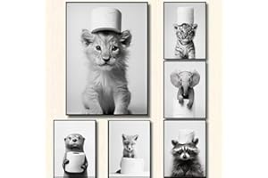 BEIYIHO Affiche Murale Noir et Blanc Humour Animaux Photos Deco Salle de Bain Tableau Poster WC Art Affiche Drole Toilette Tableau Humoristique WC Toile Poster Mural Chambre Adulte Rigolo Funny Amusante