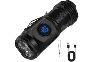 flintronic Three-Eyed Monster Mini Flashlight, Super Bright Hand Flashlight, 5 dimningslägen IPX4, Uppladdningsbar och High L