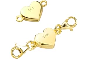 Tongyixin Gold Heart Magnetic Clasp Chain 925 Silver Chain Women's Magnetic Clasp Bracelet Jewellery Bracelet Clasp Necklace Men DIY Jewellery Accessories (1 Piece Gold)
