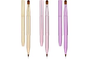 Aeaocvo Lot de 3 pinceaux à lèvres à double extrémité - Rétractables - Pinceau à lèvres - Pinceau à lèvres portable