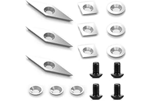 SZBOX Set di frese con inserti in metallo duro per scalpello da tornitura per legno, 12 pezzi inserti indicizzabili per utensile da tornio con viti M4, punte di ricambio per fresa per lavorazione del legno
