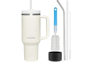 AURLDPIO 40oz Tumbler with Handle and Straw, Stainless Stee Mug,Travel Coffee Mugs Cups for Hot Iced Drinks with Handle Straw Insulated Water Bottle Cup Gifts for Women Men Him Her