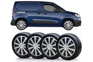 SOLIP 15 inch wheel trims, Hubcaps, Set of 4 for Citroen Berlingo Mk2 (2008-2017) Peugeot Partner MK2 (2009-2018) Alloy wheels look covers Silver/Black / 15 / colour choice (FAL)