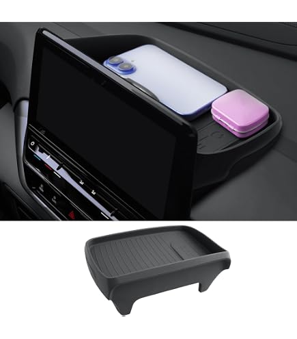 BIXUAN Compatible avec VW Polo MK6 2018-2022 Accessoire de voiture Console centrale Organisateur de rangement avec tapis antidérapant en caoutchouc Tapis intérieur de voiture