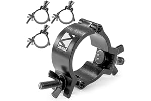 BeamZ BC50B-100 Half Coupler Slimline Lighting Truss Clamps, 100kg, Black - 4 Pack | High-Strength Aluminium Stage Lighting Clamps, Suitable for 48-51mm Diameter Truss Tubes