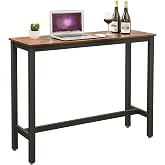 VASAGLE Narrow Rectangular Bar Table, Metal Frame, 120 x 40 x 100 cm | Kitchen, Industrial Design, Easy Assembly, Max. Load 1
