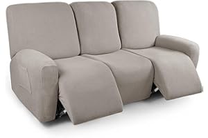 ZEAINK Funda de Sillón Relax Reclinable Elástica 1/2/3 Plaza , Jacquard Funda Reclinable 4/6/8 Piezas con Bolsillos Laterales, Antideslizante Extraíbles y Lavables Fundas Reclinable Protector ( Color : #3 ,