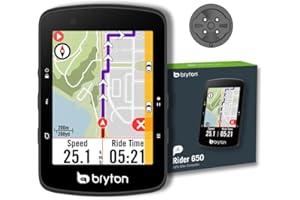 Bryton Rider 650 GPS-Fahrradcomputer, 2,8" Farb-Touchscreen, bis zu 33 Stunden Akkulaufzeit, vorinstallierte Europakarten, Abbiegen-Navigation, automatische Helligkeitsanpassung, ANT+/BLE