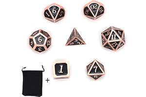 DollaTek 7 st metall polyedriska tärningar set med svart förvaringsväska för rollspel spel fängelsehålor och drakar D&D matem