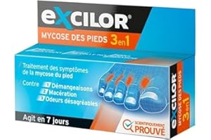 EXCILOR - Dispositif médical 3-en-1 - Traitement des mycoses des pieds - 15ml