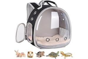 LAIRIES Portable Small Animal Backpack Travel Breathable Pet Carrier Bag Cages for Guinea Pig, Rabbit, Bearded Dragon, Squirrel, Tortoise, Bird, Lizard, Sugar glider