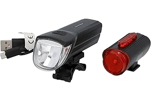‎FISCHER FISCHER Fahrrad-Beleuchtungsset, Front- und Rückleuchte, mit Akku, USB-Ladefunktion und Leuchtfunktionen, Spritzwasserschutz nach IP44, StVZO-zugelassen