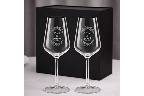 Wanapix | Pack 2 Verres à Vin Personnalisés | Boîte Cadeau Incluse | Verre à Vin en cristal gravés | Pack de Verres Vin en cristal Bohème personnalisables | Flowers