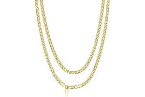 Bandmax 2/4/6 mm de Large - Collier Chaîne Vénitienne en Acier Inoxydable pour Hommes Femmes - Chaîne à Maillons Briolette - Chaîne à Maillons de Boîte Argent/Or/Noir - Longueur 35-76 cm