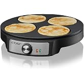 Cloer 6625 Pancake Maker, Mini Pancakes, for 4 Small Pancakes, Diameter 11 cm, 1200 W, Non-Stick Coating, Including Turner, B