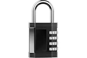 YETEDOLE Combination Padlock, Padlock for Gym Locker, 4 Digit Black Combination Lock for School Locker, Shed, Fence, Hasp, Garage (1 Pack)