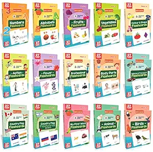 Spartan Kids Flash Cards For Kids (Combo Set) Early Learning Picture Flash Cards Easy & Fun way of Learning 1 Year to 6 Years Kids | Early Childhood Education | Kids Learning with Fun | Flash cards for babies | Activity Flash Cards for Kids (Set of 15)