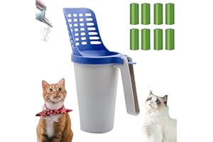 FUXHBFB Cat Litter Scoop with Large Capacity Cat Litter Box, Detachable Deep Cat Litter Shovel with 120 Count Refill Bags Large Capacity Portable Litter Shovel