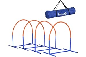 PawHut Hunde-Agility-Trainingsgeräte, Hund Agility Set, 4-teilges Agilityset für ältere Hunde, Hundetrainigsset mit Tragetasche, Blau+Orange, 88 x 64 x 95 cm
