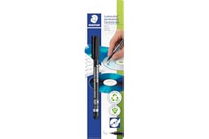 Staedtler Lumocolor permanent CD/DVD, penna nera per scrivere su CD/DVD, larghezza tratto circa 0.4 mm, 310-9CDBKD
