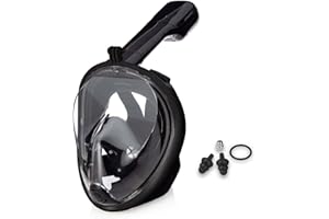 Lamker Masque de Plongée 180°Vision Panoramique Plein Visage Anti-Buée Anti-Fuite Snorkeling Mask Adultes avec Support de Caméra