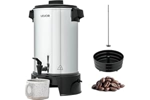 VEVOR Percolateur à Café 4,5 L 30 Tasses, Distributeur de Boissons Chaudes avec Robinet Anti-goutte, Infusion Rapide, Contrôle Automatique de la Température, pour Restauration Bar Café Restaurant
