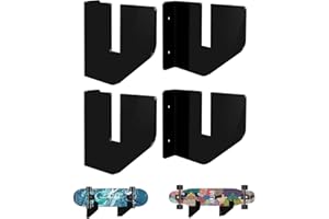 VVFLED 4 Packs Black Acrylic Skateboard Wall Mount 4mm Thick Longboard Clear Wall Bracket with Screws, Skateboard Deck Rack Wall Holder for Hang, Display and Storage, Hold up to 10Lbs