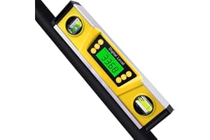 EOUTIL Digital Level and Protractor, 10 Inch IP54 Protected Electronic Bubble Inclinometer Angle Finder Gauge (Yellow)