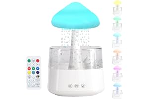 YOPYUENN Regenwolken Luftbefeuchter mit Fernbedienung, 450 ML Diffuser Humidifier 7 Farben LED Leuchten, Mini Leise Raumbefeuchter mit Regentropfen Sound für Entspannend schlafen Büro Schlafzimmer Räume
